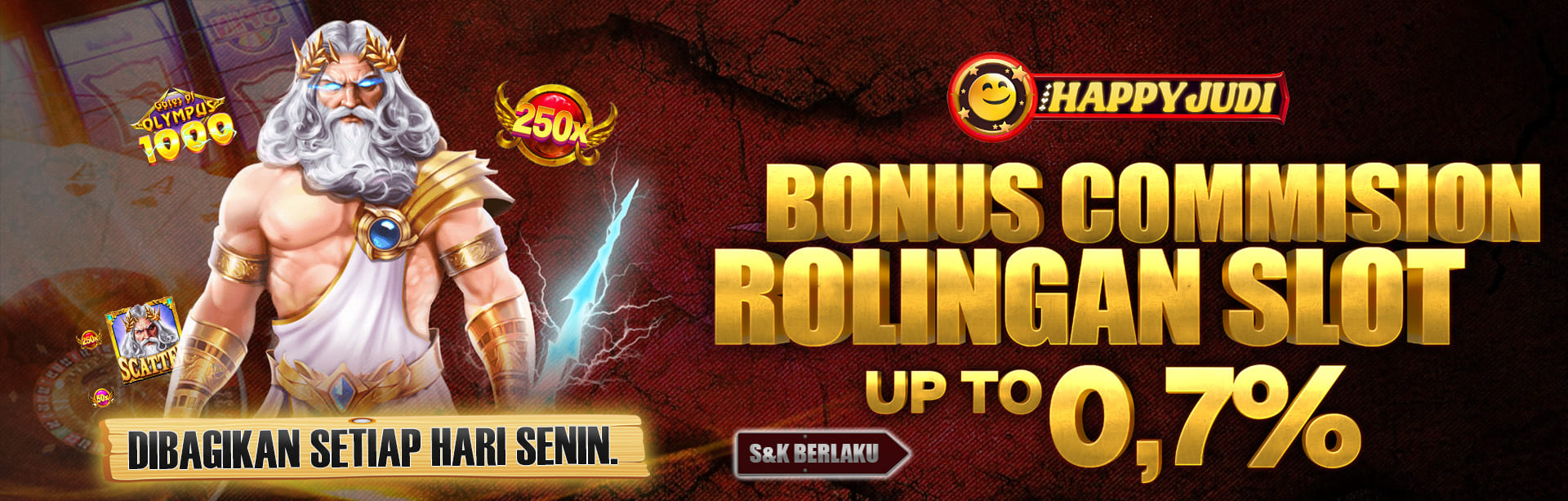 BONUS ROLINGAN SLOT UP TO 0,7%